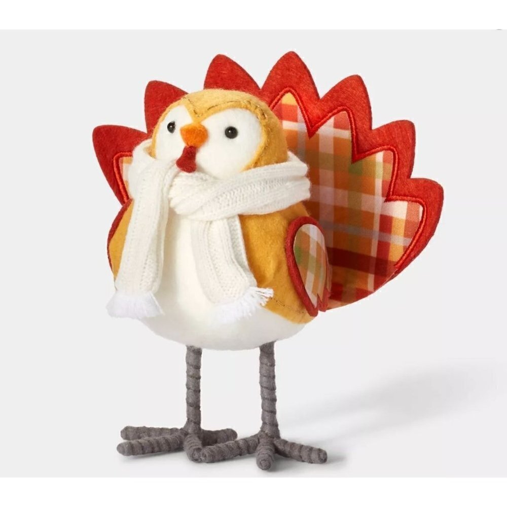 Harvest Featherly Friends Plaid Turkey Bird Coco Decorative Figurine Hyde & EEK